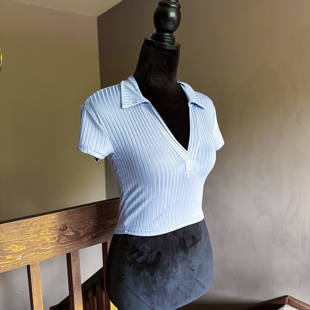 Blue Collar Crop Top